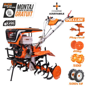 Motosapatoare RURIS 913ACC + roti cauciuc 5.00-12+plug reversibil rev2+roti metalice 500+set contragreutati 20kg 13 CP 