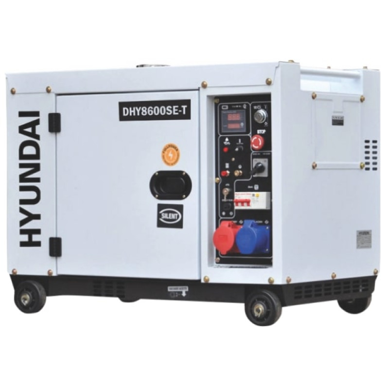 7.9 kW Generator de curent TRIFAZICcu motor diesel Hyundai DHY8600SE-T
