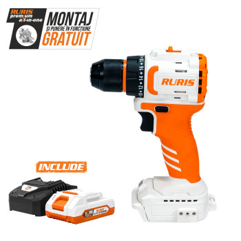 Masina de gaurit/insurubat pe acumulator RURIS RMX 1240 POWER ALFA UP {contine acumulator+incarcator}