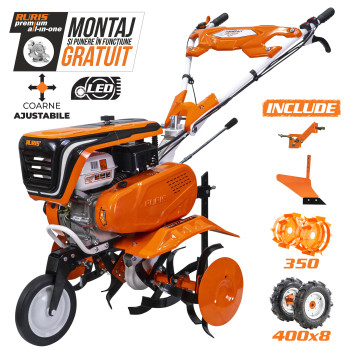 Motosapa RURIS 7500 ACC4 + roti cauciuc 4.00-8+plug+adaptor+roti metalice 350 fara manicot 7 CP